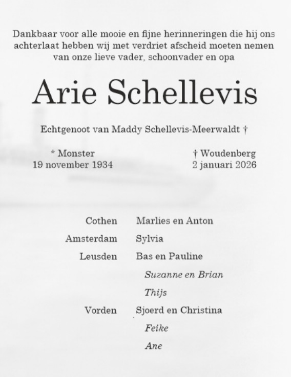 Beeld bij Arie Schellevis – Valleilaan Uitvaartzorg